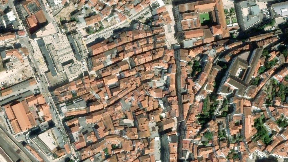 Satellite view of Largo da Freiria and the old town of Coimbra